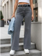 Dámské džíny s vysokým pasem a širokými nohavicemi šedé FashionStreet UY2908