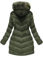 PIKOWANA KURTKA DAMSKA ZIMOWA Z KAPTUREM KHAKI model 21241763 - SPEED.A