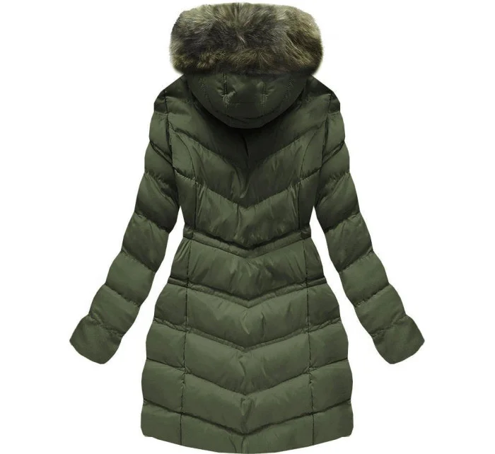 PIKOWANA KURTKA DAMSKA ZIMOWA Z KAPTUREM KHAKI model 21241763 - SPEED.A