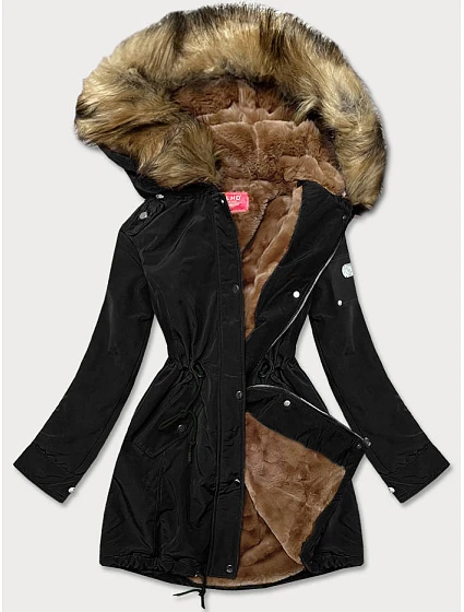 Dámská parka s kožešinovou podšívkou černá (m-21506) Dámská parka s kožešinovou podšívkou černá (m-21506)