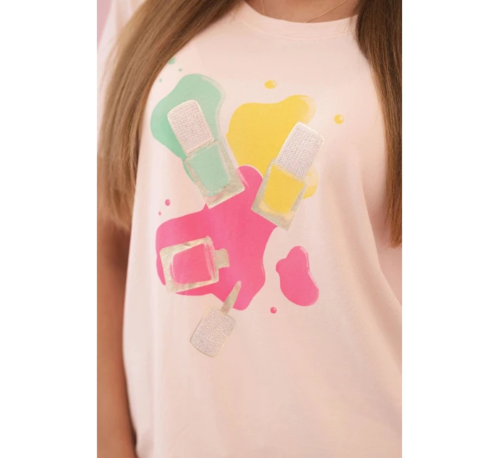 Dámská pruhovaná blůza s V výstřihem a krátkým rukávem béžová Dámská pruhovaná blůza s V výstřihem a krátkým rukávem béžová