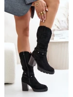 Dámské Kozačky Do  Na Podpatku Zateplené Černé model 21672451 - Boto