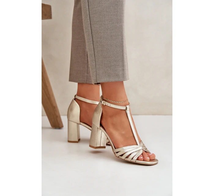 Sandály Z Přírodní Kůže Na Podpatku Laura Messi 2766
