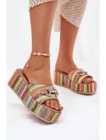 Dámské Pantofle Na Klínu S Pletením A Dekorací Multikolor model 21698886 - Boto Dámské Pantofle Na Klínu S Pletením A Dekorací Multikolor model 21698886 - Boto