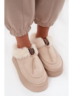 Dámské zimní boty s kožíškem na platformě béžové model 21714853 - Boto Dámské zimní boty s kožíškem na platformě béžové model 21714853 - Boto
