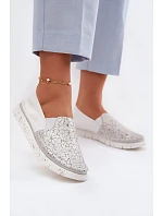 Dámské nazouvací kožené polobotky Maciejka 03512-70 Bílá-Stříbrná