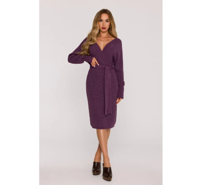 Svetrové šaty s výstřihem heather model 21484550 - Moe Svetrové šaty s výstřihem heather model 21484550 - Moe