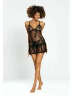 Dámský komplet košilka + tanga model 20771757 Černá - DKaren Dámský komplet košilka + tanga model 20771757 Černá - DKaren