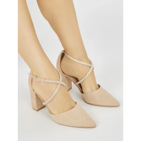 Moderní dámské hnědé  lodičky na širokém podpatku