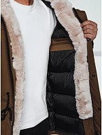 Pánská zimní bunda parka s kapucí béžová FashionStreet TX4965 Pánská zimní bunda parka s kapucí béžová FashionStreet TX4965
