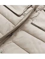 Béžová dámská péřová vesta s kapucí (CAN-860)