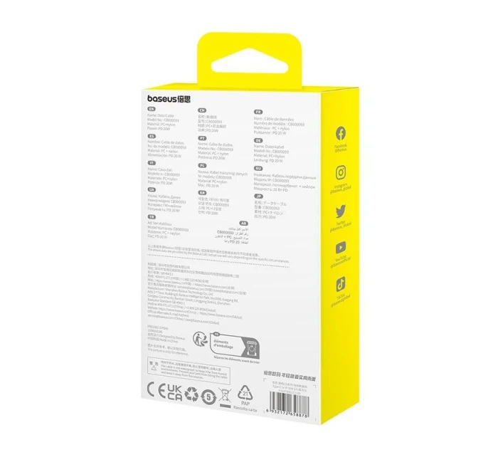 Baseus Gem USB C-IP kabel 20W 1m (bílý)