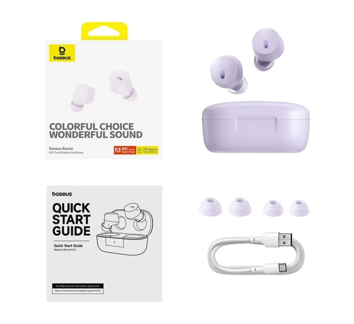 Bezdrátová sluchátka Baseus Bowie E18 (fialová)