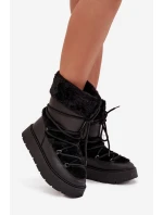 Dámské Sněhule S Kožešinou A Šněrováním Na Platformě Černé model 21705611 - Boto Dámské Sněhule S Kožešinou A Šněrováním Na Platformě Černé model 21705611 - Boto