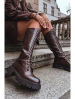 Dámské zateplené šněrovací kozačky Meliora – čokoládové, eko semiš Dámské zateplené šněrovací kozačky Meliora – čokoládové, eko semiš