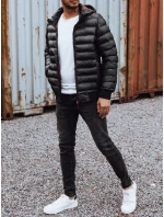 Pánská prošívaná bunda s kapucí černá FashionStreet TX4764 Pánská prošívaná bunda s kapucí černá FashionStreet TX4764