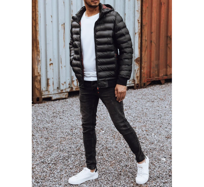 Pánská prošívaná bunda s kapucí černá FashionStreet TX4764 Pánská prošívaná bunda s kapucí černá FashionStreet TX4764