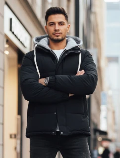 Pánská prošívaná zimní bunda s kapucí FashionStreet navy blue TX5101