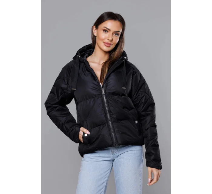 Černá bunda pro přechodné období s prošívanými rukávy (5M3113-392) Černá bunda pro přechodné období s prošívanými rukávy (5M3113-392)
