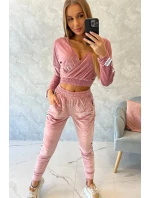 Velurová souprava s nápisem Queen dark powder pink