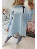 Oversize mikina s asymetrickými boky modrá
