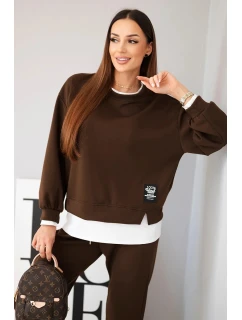 Dámský komplet s mikinou a tepláky hnědý model 21808621 - K-Fashion