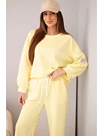 Dámský komplet z maslového materiálu mikina + kalhoty tmavě žlutý