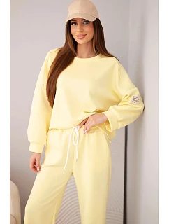 Dámský komplet z maslového materiálu mikina + kalhoty tmavě žlutý