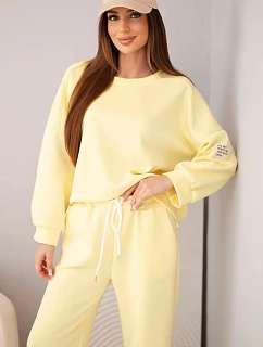 Dámský komplet z maslového materiálu mikina + kalhoty tmavě žlutý