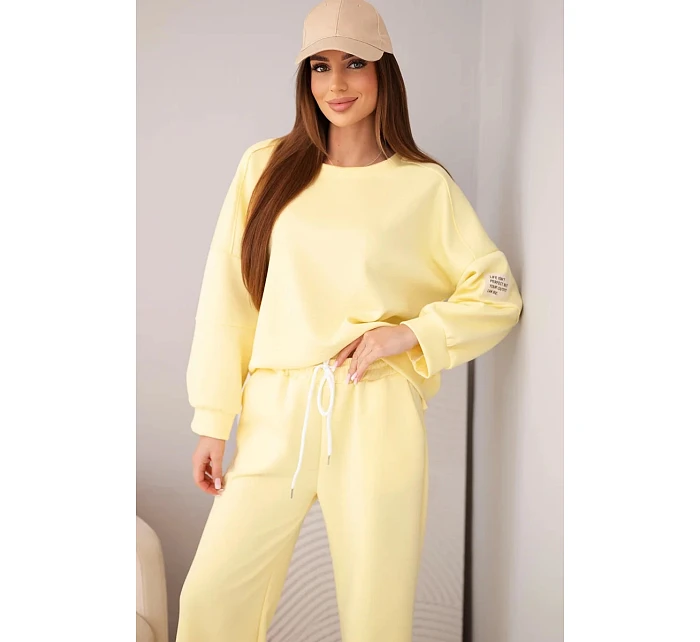 Dámský komplet z maslového materiálu mikina + kalhoty tmavě žlutý