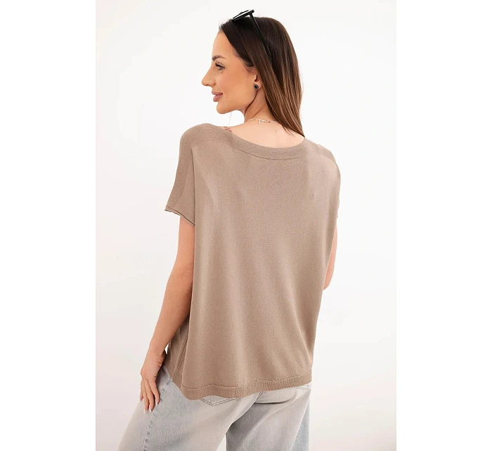 Dámská viskózová oversize halenka s krátkým rukávem a kulatým výstřihem fango