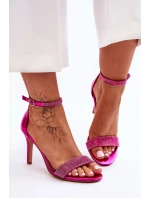 Dámské sandály na vysokém podpatku s kamínky Fuchsie model 21622341 - Boto Dámské sandály na vysokém podpatku s kamínky Fuchsie model 21622341 - Boto