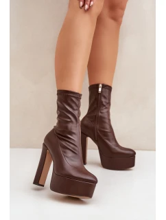 Boty Na Vysokém Podpatku A Platformě Tmavě Hnědé Tennira