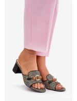 Dámské Pantofle Na Podpatku S Dekorací Černé model 21689670 - Boto