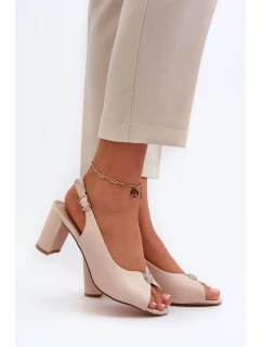 Elegantní sandály na vysokém podpatku se zdobením, béžová Trasea