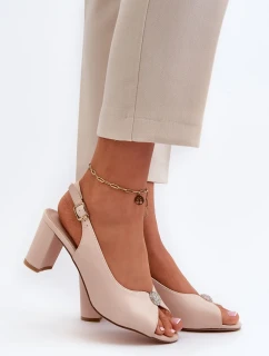 Elegantní sandály na vysokém podpatku se zdobením, béžová Trasea