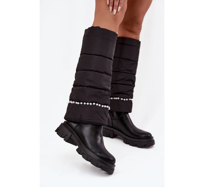 Dámské zateplené kozačky s korálky Irvette – černé