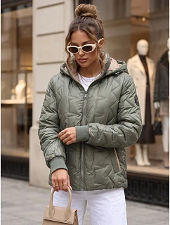Kurtka damska przejściowa z odpinanym kapturem zielona model 22358073 - FashionStreet