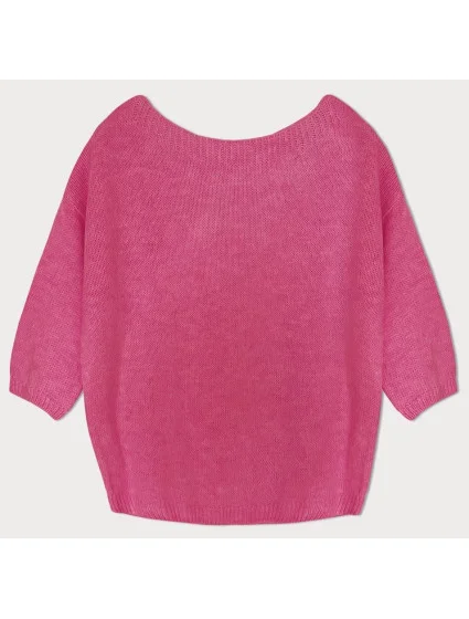 Volný svetr v neonově růžové barvě s mašlí na zádech (759ART)