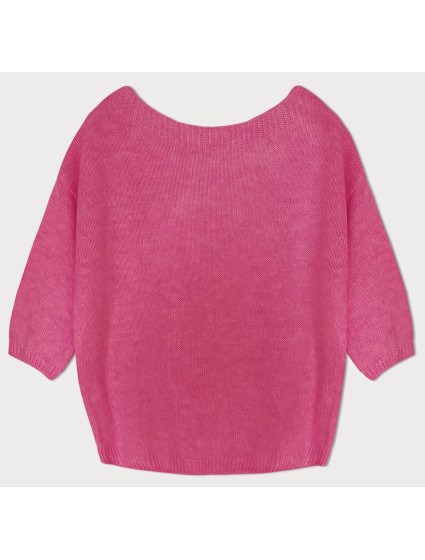 Volný svetr v neonově růžové barvě s mašlí na zádech (759ART)