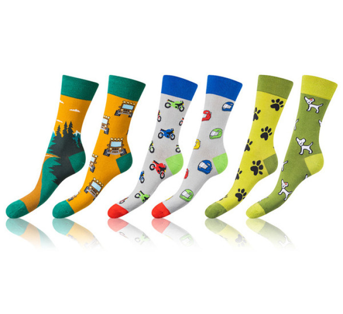 Zábavné crazy ponožky 3 páry CRAZY SOCKS 3x - BELLINDA - světle zelená