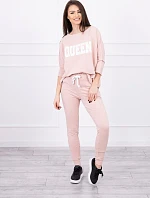 Sada s potiskem Queen tmavě pudrově růžová