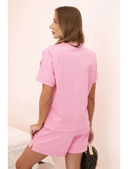 Dámský punto set s krátkými rukávy a šortkami světle růžová Dámský punto set s krátkými rukávy a šortkami světle růžová