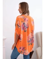 Dámská bavlněná halenka s květinovým vzorem pomeranč