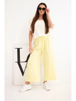 Dámský komplet z viskózy s blůzou a širokými kalhotami na žlutý model 21951961 - K-Fashion