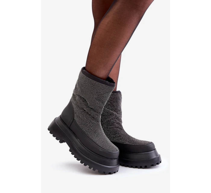 Ozdobené Sněhule Na Platformě A Plochém Podpatku Černé model 21679753 - Boto Ozdobené Sněhule Na Platformě A Plochém Podpatku Černé model 21679753 - Boto