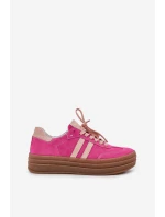 Zazoo N1068S4 Dámské semišové sneakersy na platformě fuchsie