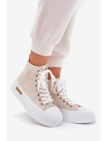 Vysoké Dámské Tenisky Na Platformě Béžové model 21689012 - Boto Vysoké Dámské Tenisky Na Platformě Béžové model 21689012 - Boto