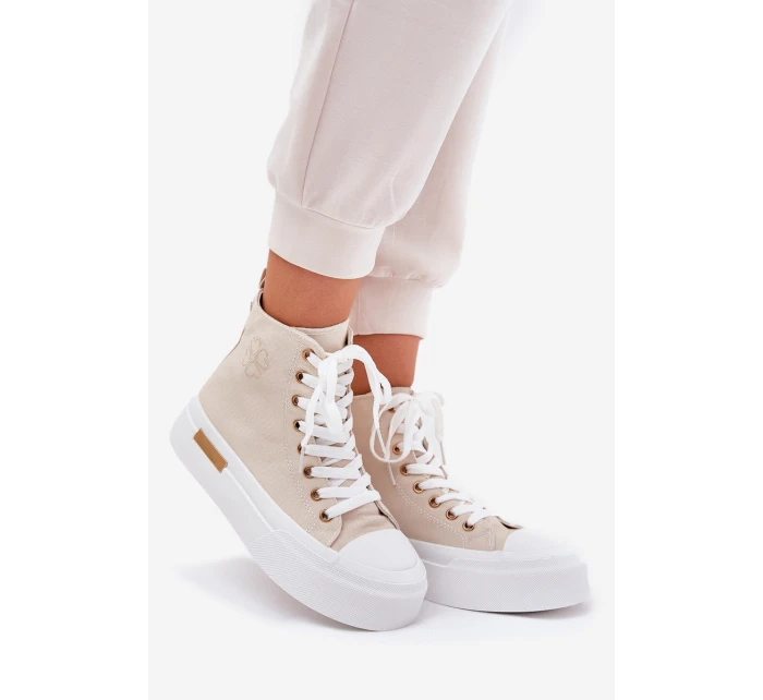 Vysoké Dámské Tenisky Na Platformě Béžové model 21689012 - Boto Vysoké Dámské Tenisky Na Platformě Béžové model 21689012 - Boto