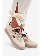 Dámské tenisky s dvojitými šněrováním světle béžové model 22095300 - Boto